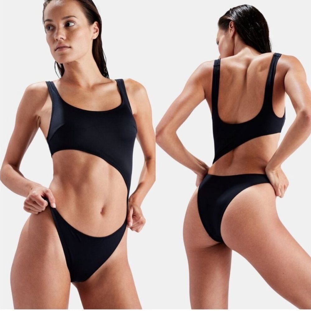 Solid & Striped Jourdan Cut Out One Piece Swimsuit Black- Size Medium